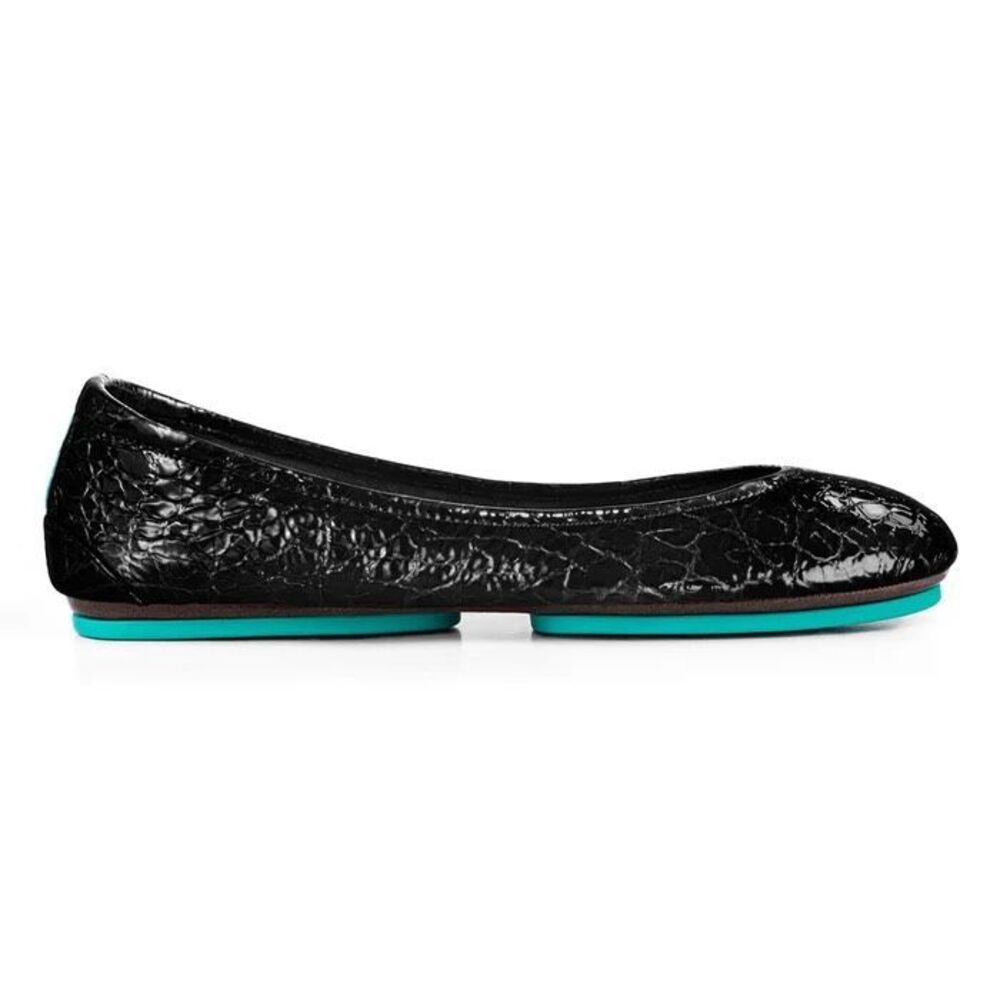 Tieks OBSIDIAN BLACK 100% soft, patent full-grain leather ballet flats croc pati